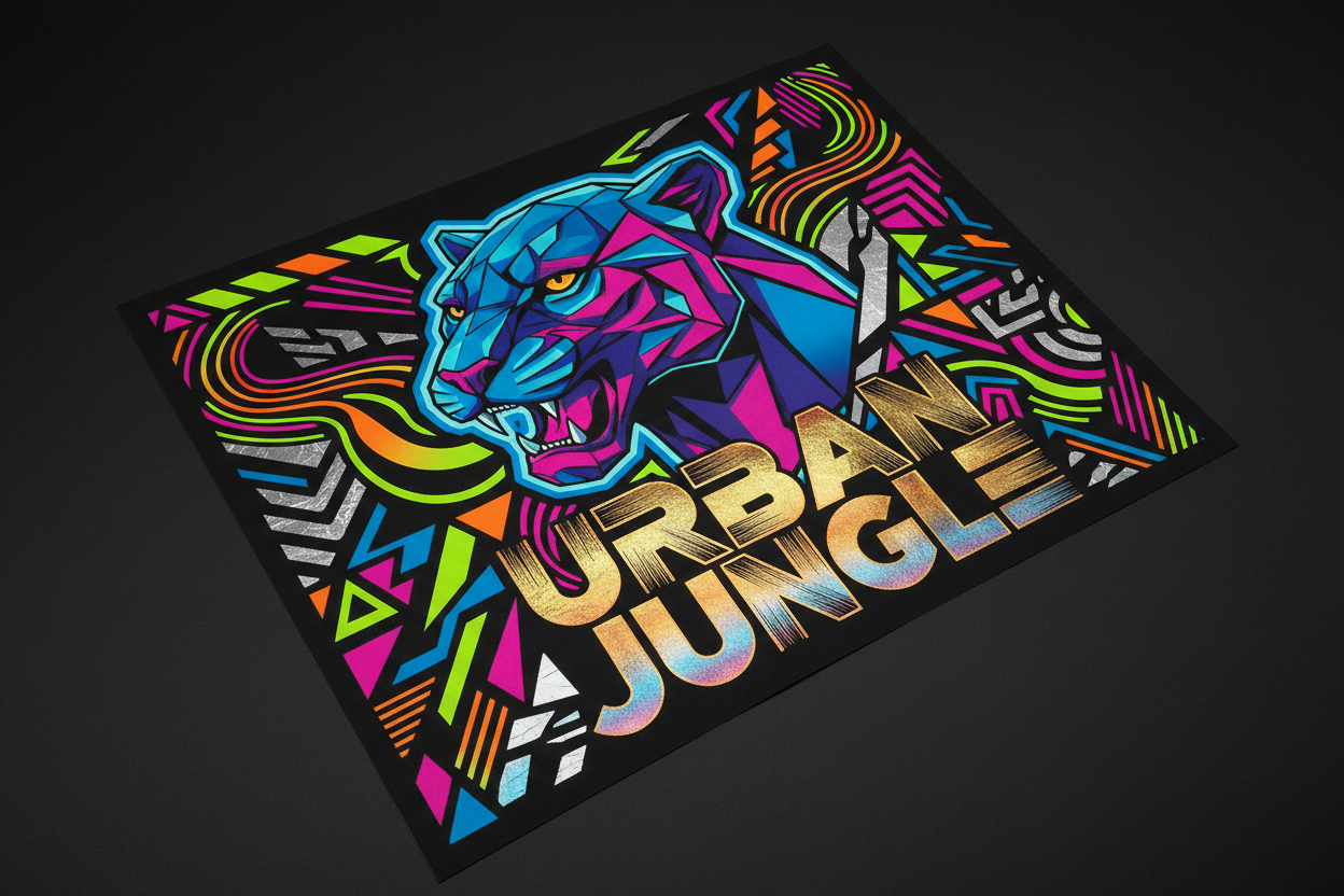 Leuke DTF transfer sheet  van deze tijd met zwarte achtergrond