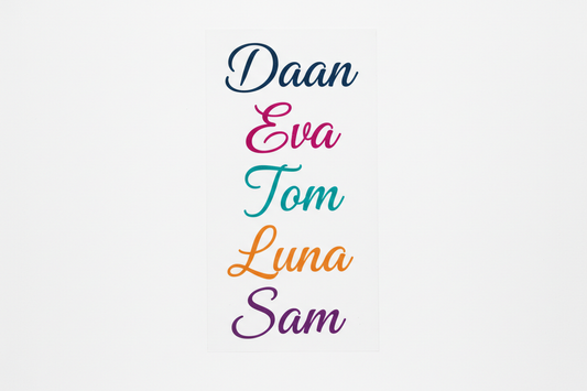 Set 3 - Elegant Script: Daan, Eva, Tom, Luna, Sam