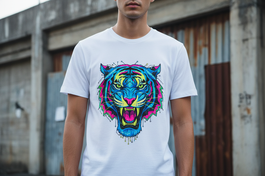 Wit T-shirt met DTF Print - Industrial